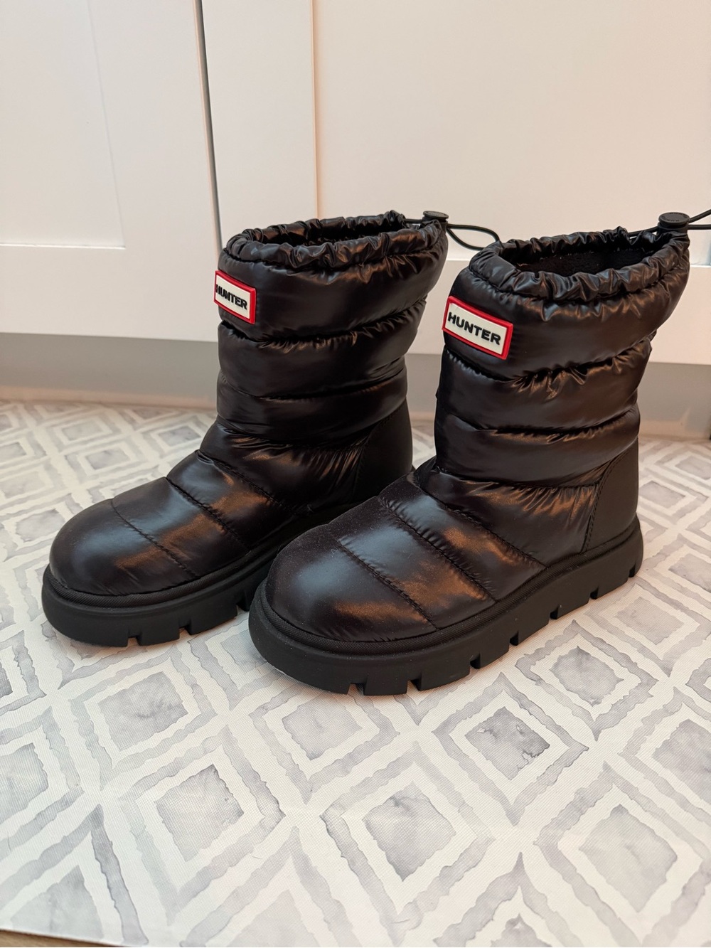 Hunter Black Quilted Winter Rain Boots
